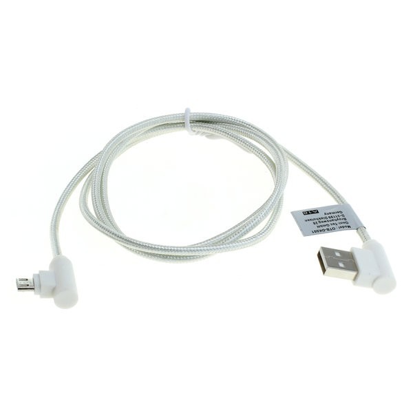 USB Datenkabel Nylon White 90° Stecker f. TomTom Via 1505M